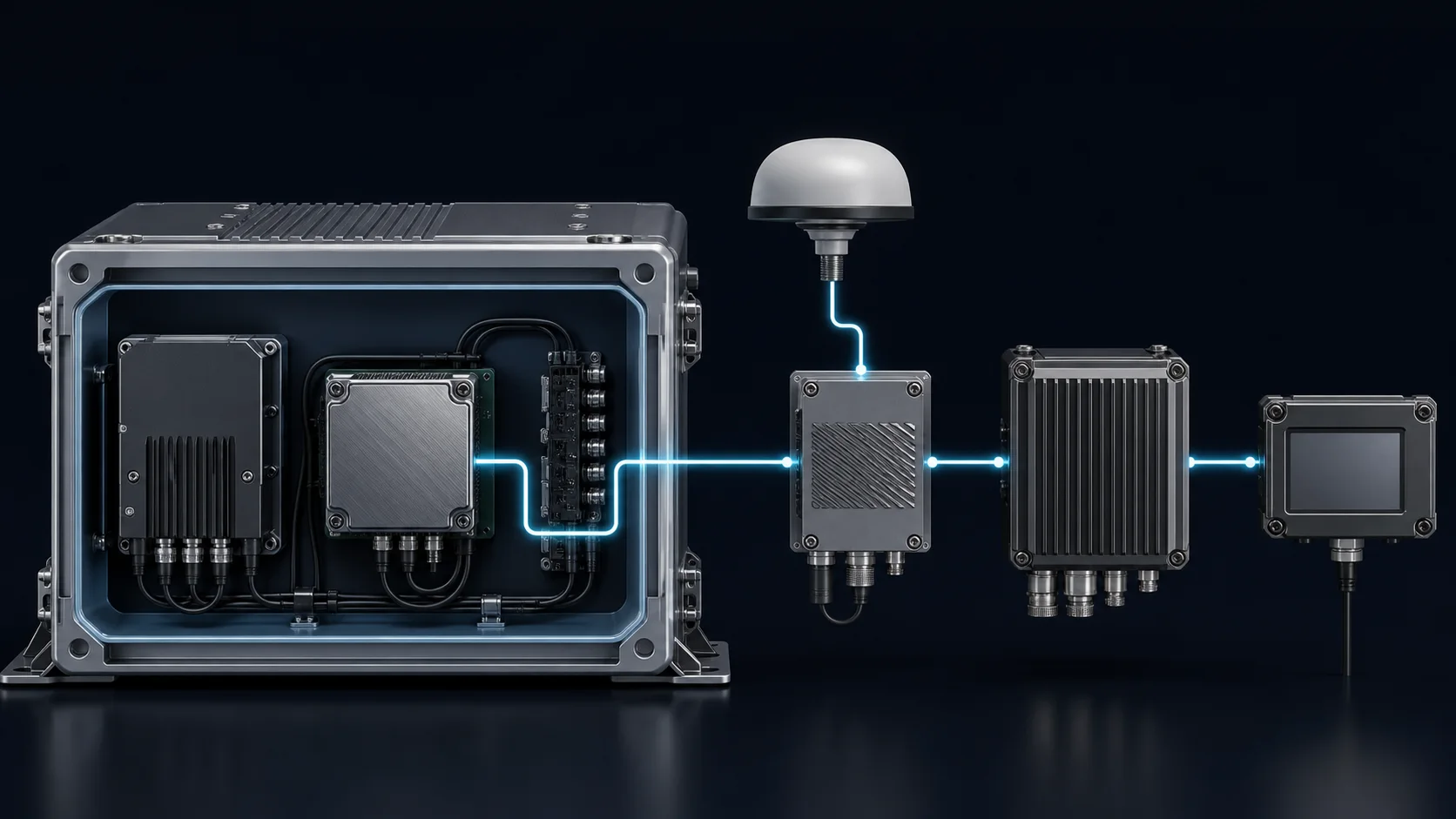 Conceptual OEM GNSS system architecture showing antenna, receiver, platform and data output.