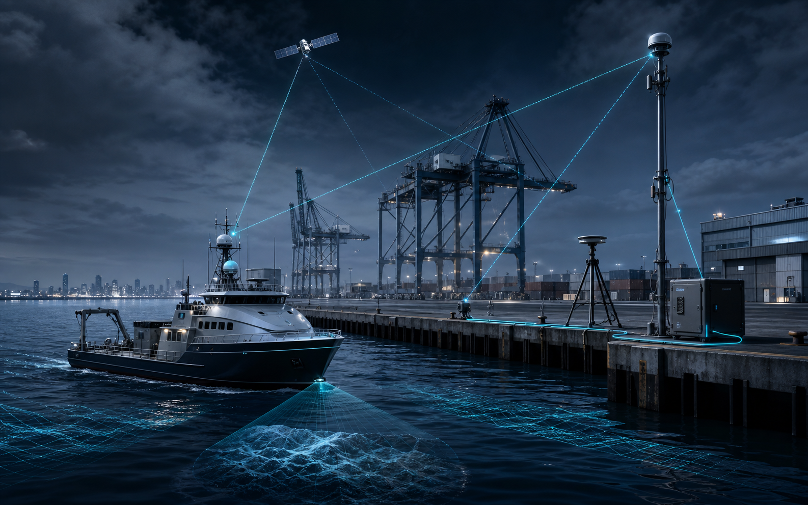 Conceptual operational context for Ports & Offshore Systems GNSS Integration.